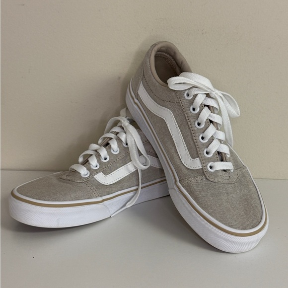 Vans Shoes - Vans: Women's Tan & White Classic Sneakers, Size 6.5 Women's